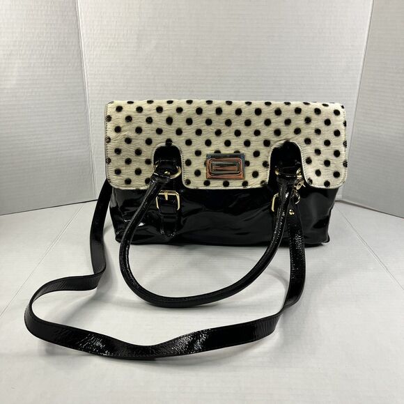 Guia’s Made In Italy Cheetah Print Black Cowhide & Leather Shoulder Handbag - Picture 1 of 16